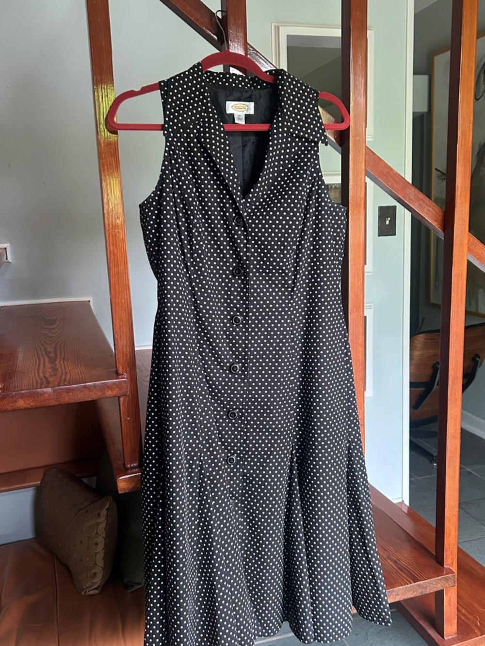 Talbots Classic Black Polka Dot Sleeveless Dress